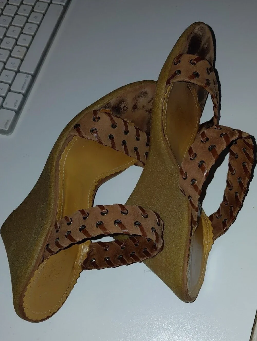 Marc Jacobs Brown Suede 90's Supermodel Wedge Slides, worn approx. 3 times.